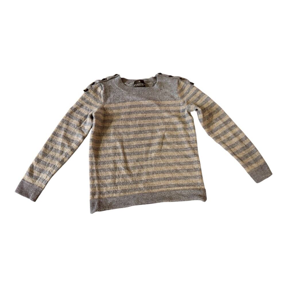 Fenn Wright Manson Sweater Women's L Brown Striped 100% Merino Wool Knit Top